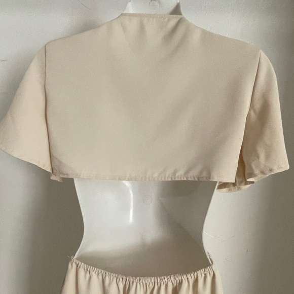 Chic Boho Ivory Crepe Cutout Tie-Front DRESS Size Small - Picture 9 of 15